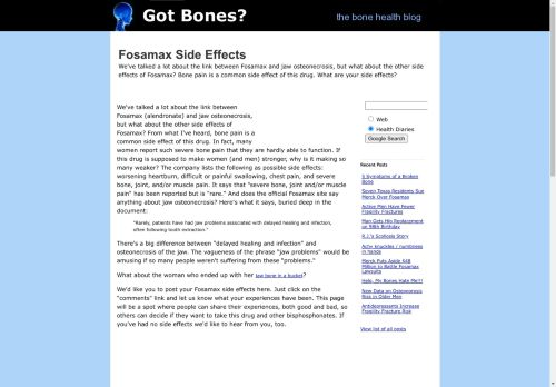 HealthDiaries.com: Fosamax Side Effects