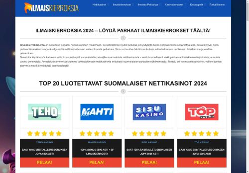 Ilmaiskierroksia.info | Free Spins - online casino bonuses for Finnish visitors