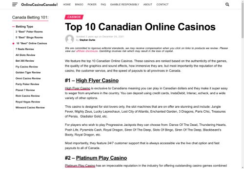  Online Casino Canada