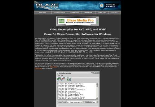 Blaze Media Pro: Video Decompiler