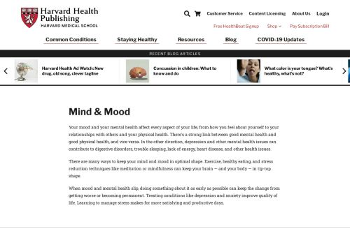 Harvard University: Mental Health
