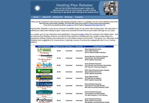 Hosting Plan Rebates