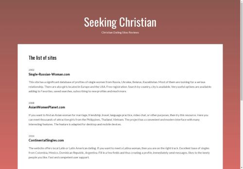 Seeking Christian Dating