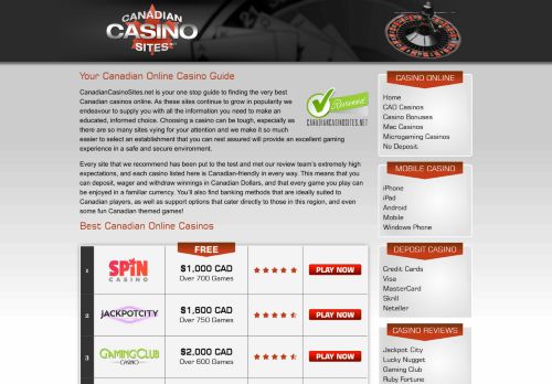 Play Canadian Casino Online