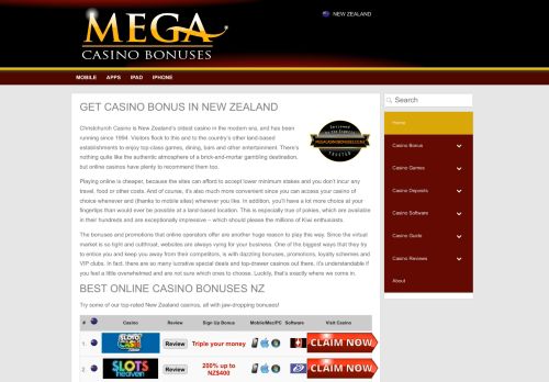 Mega Casino Bonuses NZ