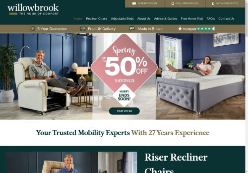 Willowbrook Mobility, Rise & Recline Chairs & Electric Adjustable Beds