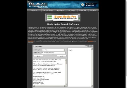 Blaze Media Pro: Music Lyrics