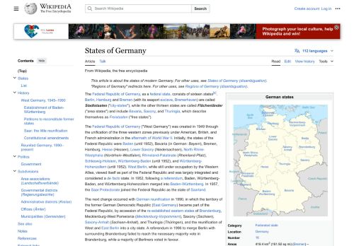 Wikipedia: States of Germany
