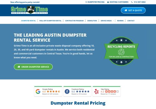 GrimeTime Dumpster Rentals in Austin TX