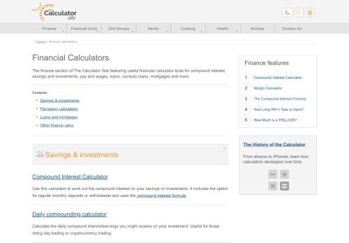Financial Calculators From The Calculator Site